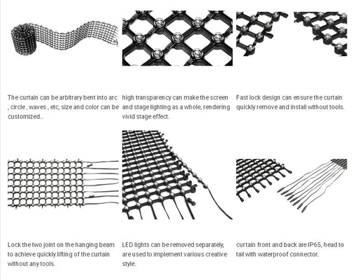 Full Color Flexible Led Video Curtain , 1000Hz Foldable Led Display 3300 Nits